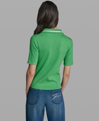 Women's Short-Sleeve Collared Sweater