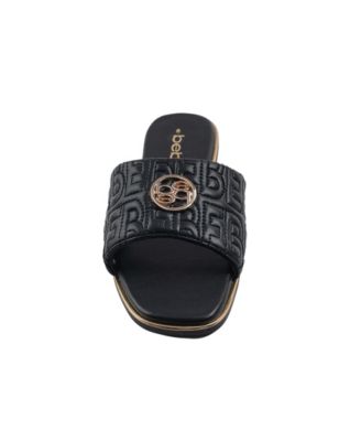 Women's Fashion Sandal with Quilted Repeat Logo and Medallion