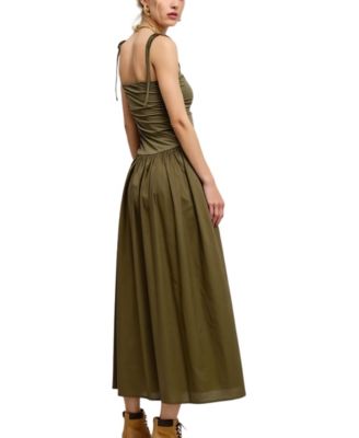 Women's Ruched Tie-Strap Midi Dress