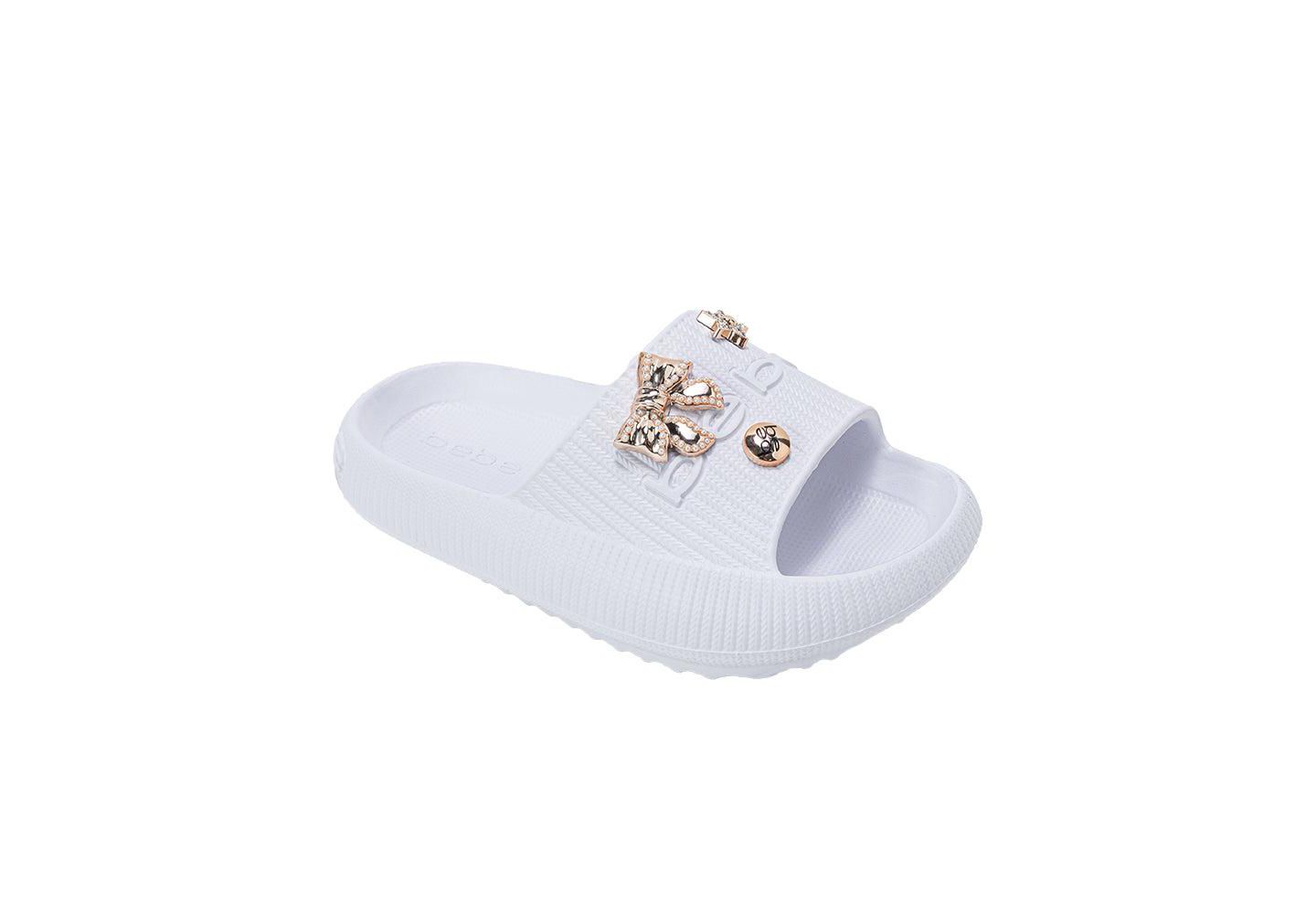 Сандалии Bebe EVA Slide – Lightweight Comfy Slide Sandals with Metal Charms для девочек, цвет: Белый — фото 1