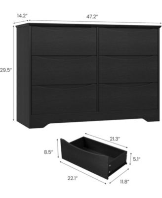 6 Drawer Tall Wood Dresser, Modern Storage Chest with Wide Top for Bedroom