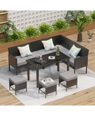 Small space patio furniture 7-piece outdoor furniture set