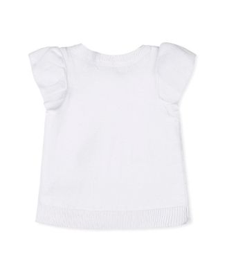 Girls Organic Ruffle Sleeve Pointelle Sweater