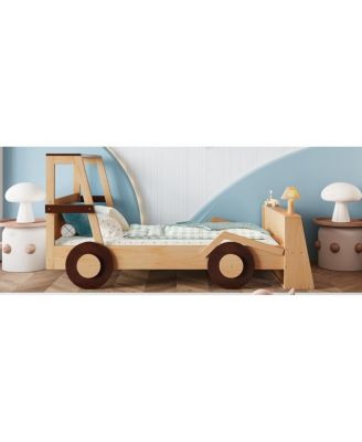 Streamdale Twin Size Car Bed with Storage Shelves, Cute Car-Shape Platform Bed