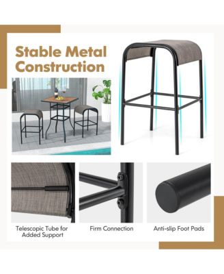 4PCS 30'' Bar Height Bistro Stools Outdoor Bar Stools w/ Breathable Fabric Seat