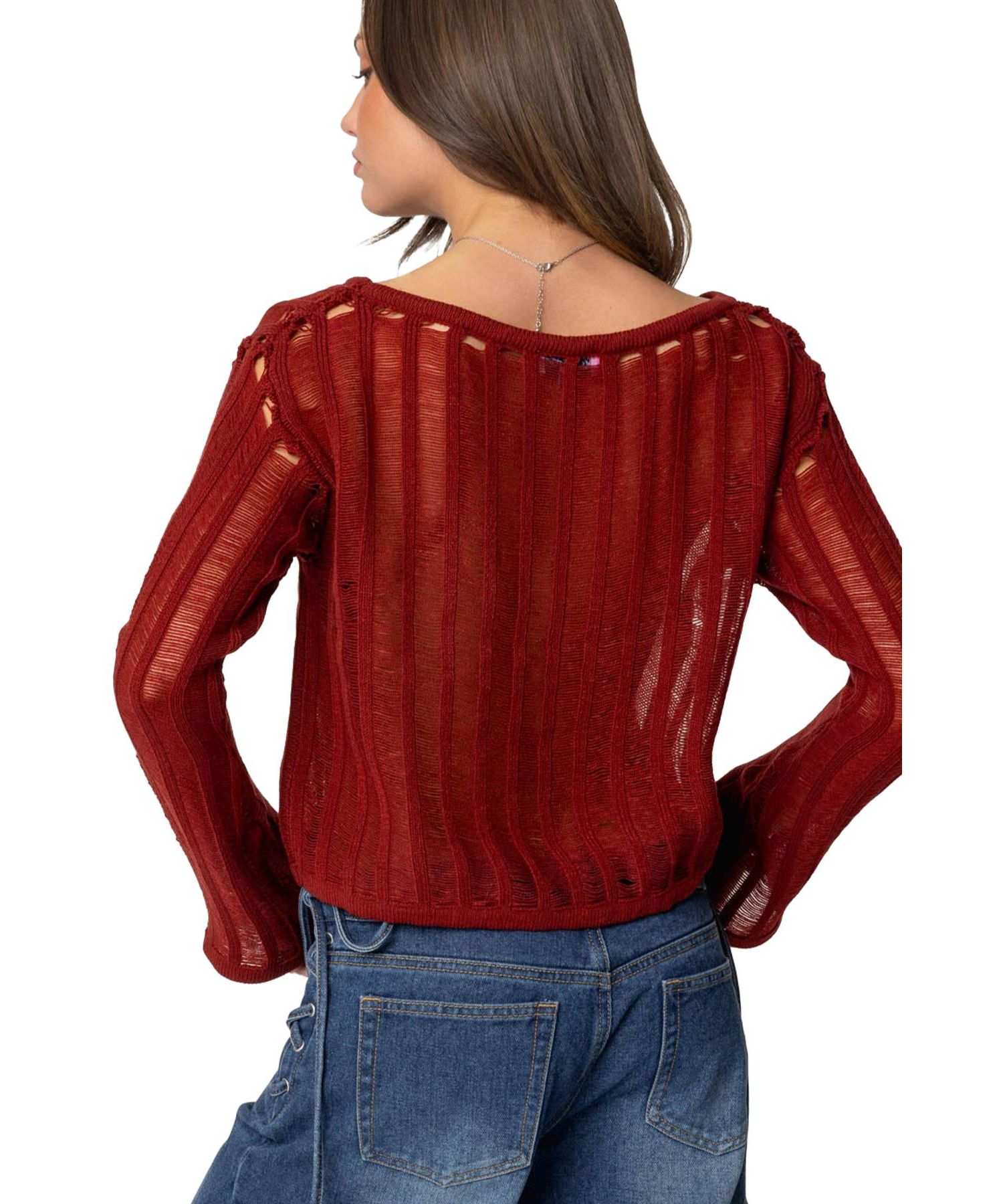 Women's Sagir Sheer Ladder Knit Top
