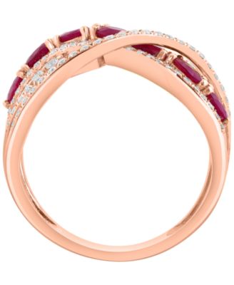 Ruby (1-5/8 ct. t.w.) & Diamond (5/8 ct. t.w.) Ring in 14k Rose Gold