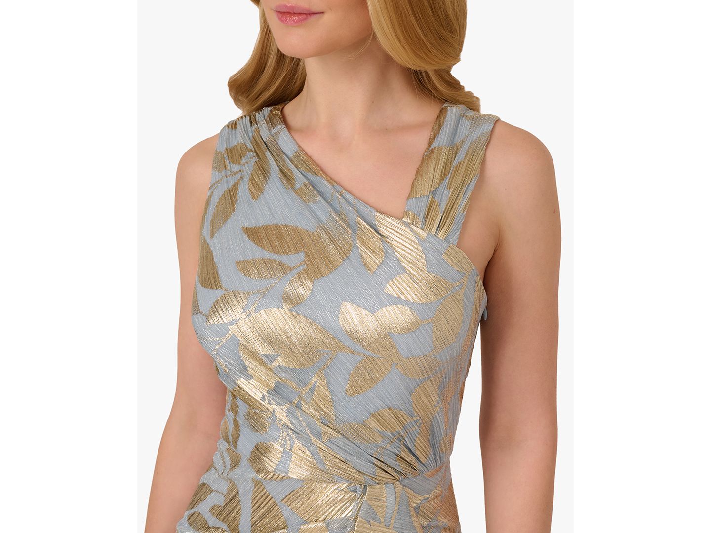 Женские платья Adrianna Papell Asymmetric Metallic Mermaid Gown, цвет: Светлый синий золотой — фото 4