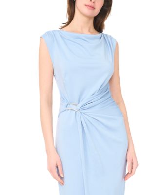 Women's Sleeveless Boat-Neck Pont&eacute;-Knot Wrap Midi Dress