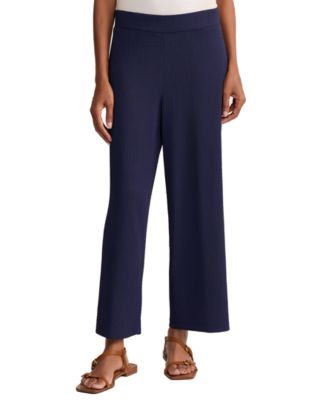 Petite Mid-Rise Wide-Leg Crop Casual Pants