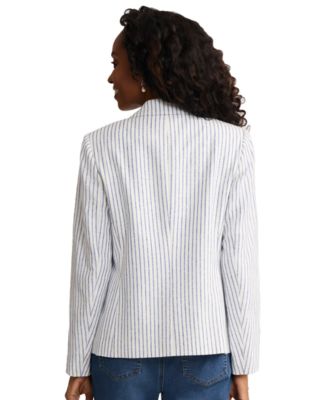 Petite Notch Collar Faux Double Breasted Jacket
