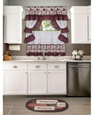 Inspiration 5 Piece Cafe Cottage Kitchen Curtain Tier And Swag Valance Set - 24 in. Long
