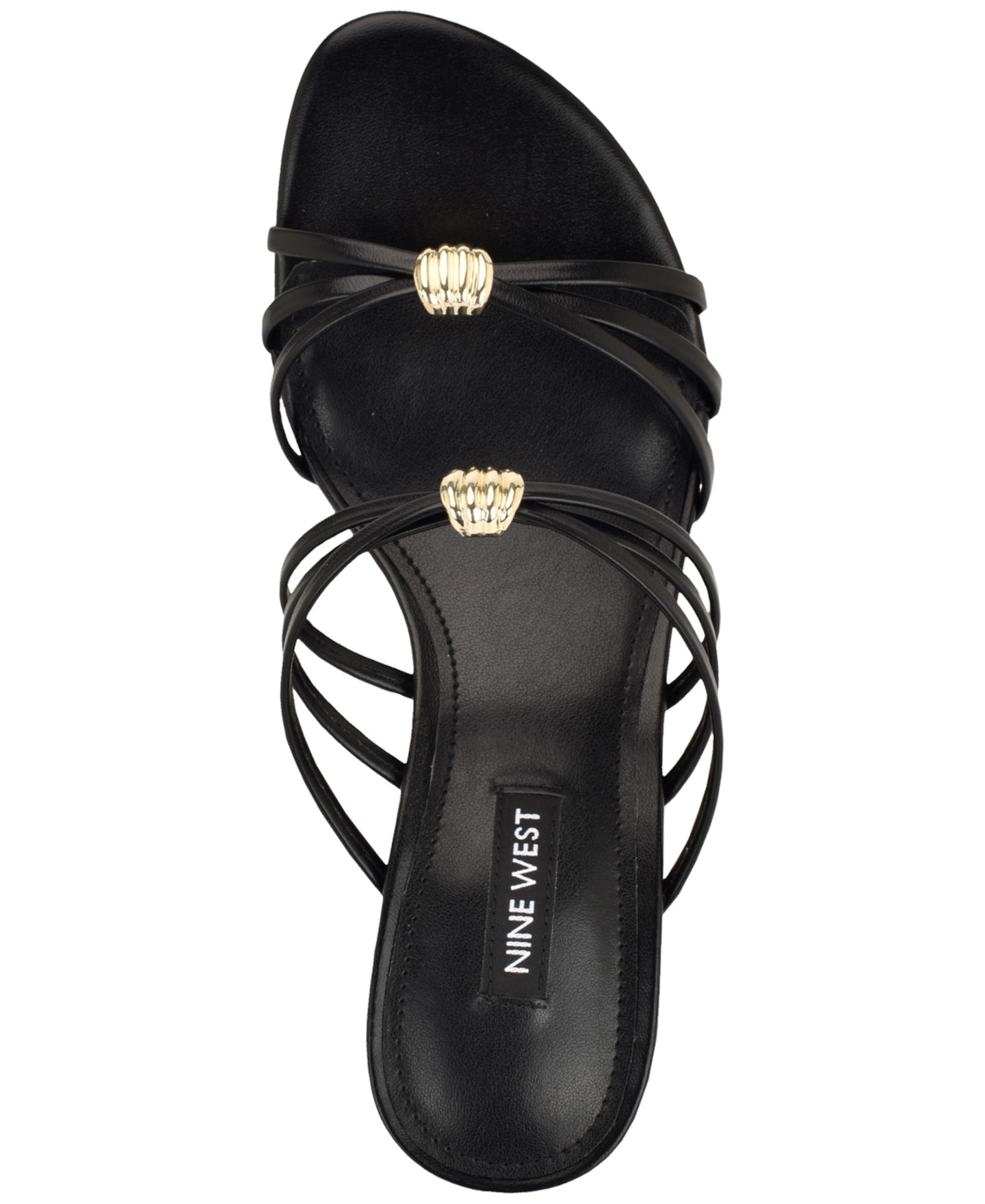 Женские сандалии Nine West Grece Strappy Slip-On Kitten Heel Dress Sandals, цвет: Чёрный — фото 4