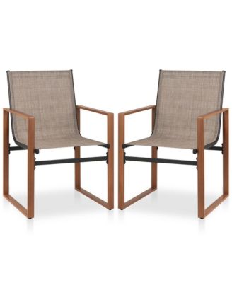 4 PCS Outdoor Dining Chairs Patio Furniture Chair w/ Breathable Seat & Backrest