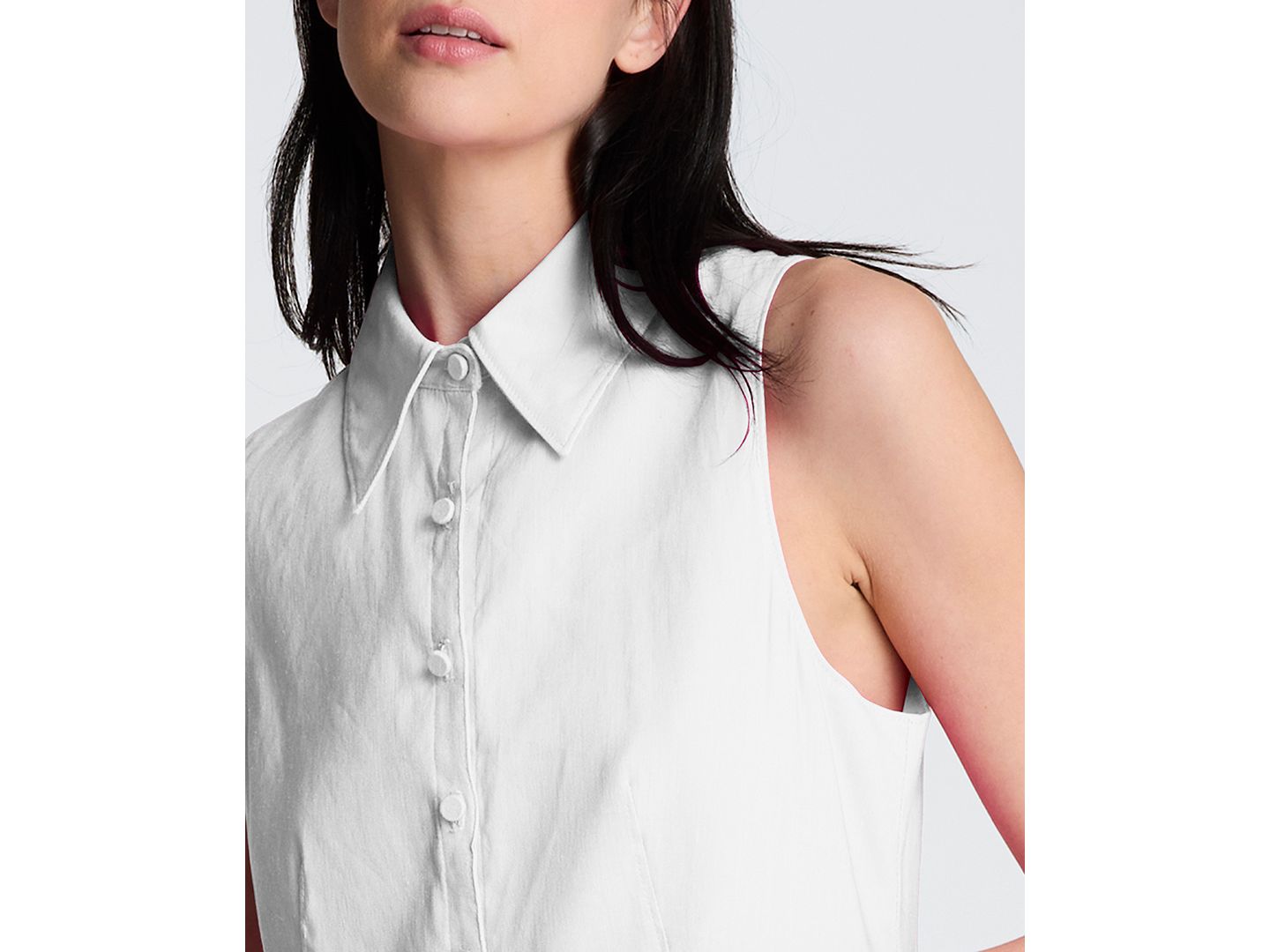 Женское платье Kenneth Cole Sleeveless Collared Mini Linen Shirt Dress, цвет: Белый — фото 4