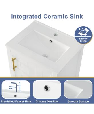 20'' Bathroom Vanity with Sink, Modern Solid Wood Cabinet, Soft Close Door & Open Shelf for Small Spaces