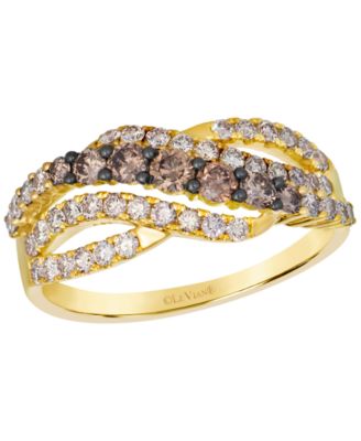 Chocolate Ombre Diamond ( 0.48 ct. t.w.) & Nude Diamond (0.77 ct. t.w.) Ring in 14k Honey Gold