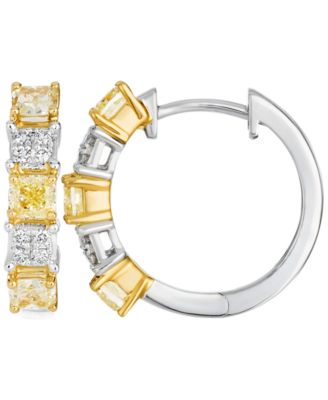 Couture Sunny Yellow Diamond & Vanilla Diamond Small Hoop Earrings (1.19 ct. t.w.) in 14k Yellow Gold & Platinum