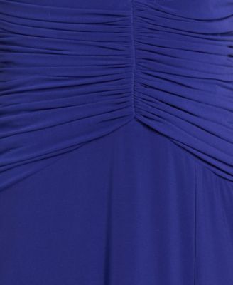 Juniors' Rouched Waist Halter Neck Long Gown