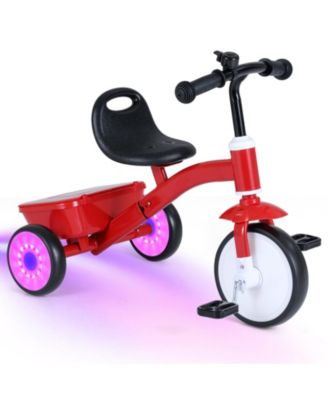Toddler Tricycle with Glowing Wheels and 4-Level Adjustable Seat