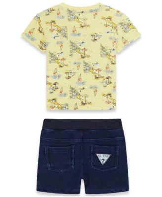 Baby Boys' Short-Sleeve T-Shirt and Knit Denim Shorts Set, 2-Piece Set