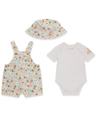 Baby Boys' Short-Sleeve Bodysuit, Shortall, and Bucket Hat, 3-Piece Set