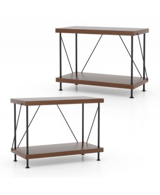 2PCS 2-Tier Multipurpose Display Rack Freestanding Bookshelf w/ Metal Frame