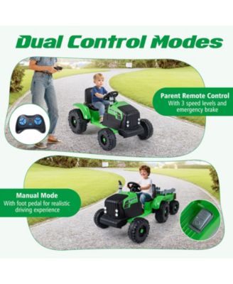 Electric 24V Ride On Tractor for Kids with Trailer and Remote