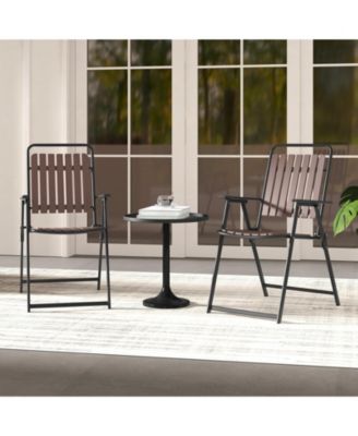 4 pcs Patio Folding Chairs Portable Outdoor Dining Chairs w/ PP Seat & Back