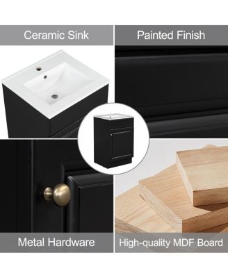 Bathroom Vanity with Sink, Painted MDF Cabinet, Soft Close Door, Adjustable Shelf & Organizer for Small Spaces