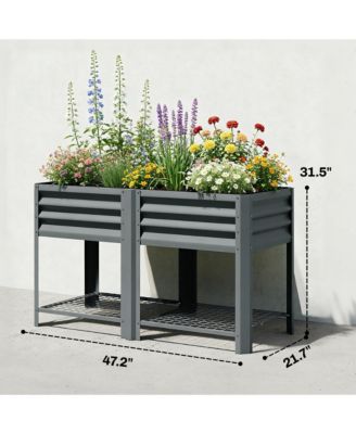 Raised Garden Bed with Storage Shelf 31.5" High
