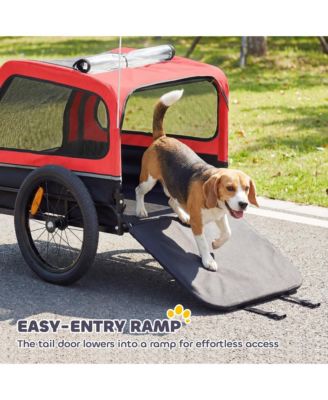 Dog Bike Trailer, Dog Trailer w/ Flip-Down Ramp Tailgate