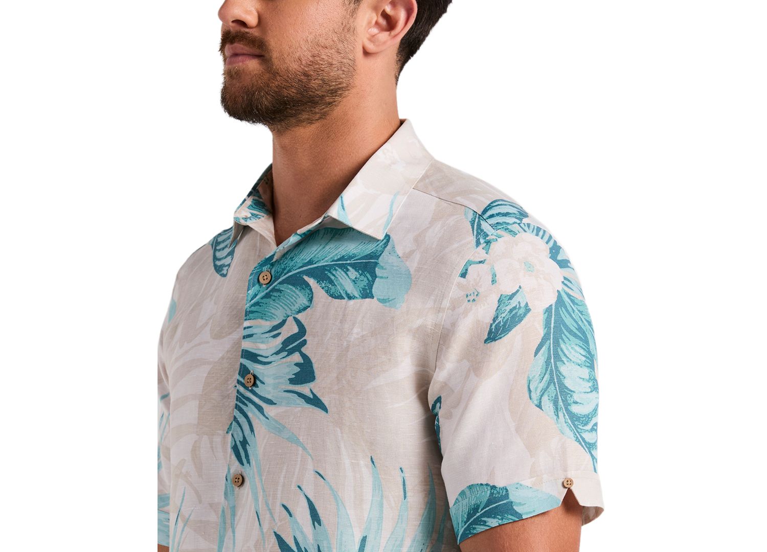 Men's Linen Blend Palm Print Shirt
