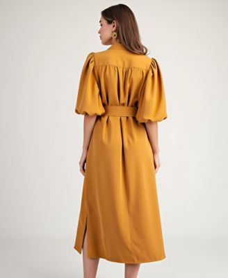 Women's Lark Puff Sleeve Self-Tie Midi Dress
