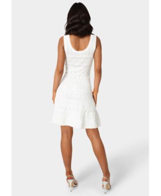 Women's Sleeveless Fit and Flare Pointelle Mini Dress