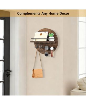 Home Decor，wall Decorative Key & Mail Holder with Hooks, Shelf, and Organizer