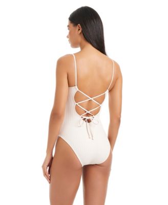 Women's Refresh Ribbed V-Neck One-Piece Swimsuit