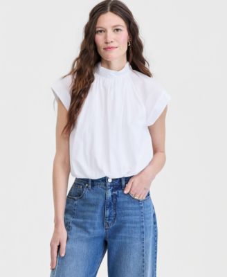 Women's Cotton High-Neck Bubble Top