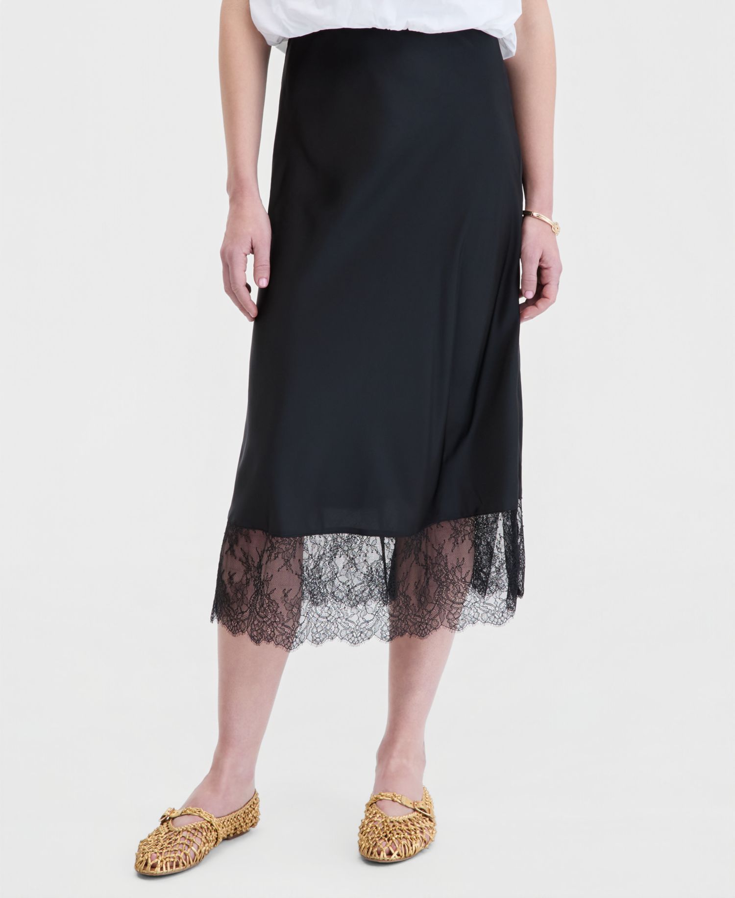Women's Lace-Hem Midi Slip Skirt