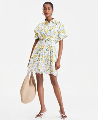 Women's Cutwork-Hem Mini Shirtdress