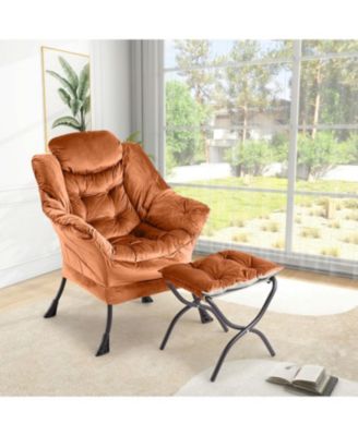 Lazy Chair with Ottoman, Modern Lounge Leisure Sofa Armchair with Footrest,Reading Armchair with Side Pocket for Living Room, Bedroom