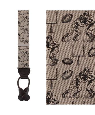 Men's Field Goal Football Themed Novelty Silk Button End Suspenders