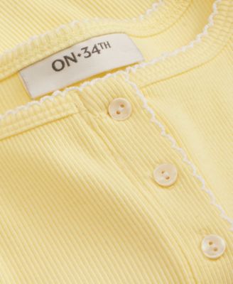 Women's Button-Down Contrast-Stitch Rib Tank Top