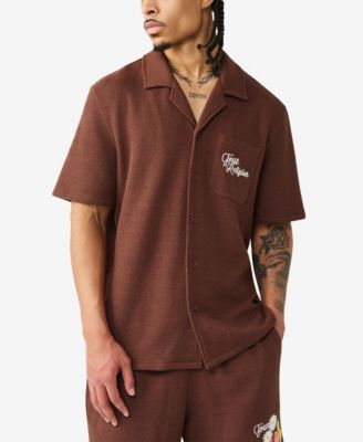 Men's Short-Sleeve Blooms Knit Camp Shirt