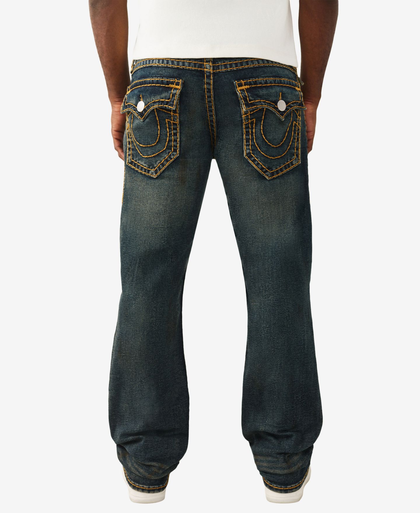Мужские джинсы True Religion Ricky Super T-Straight Flap, цвет: Тёмная варка — фото 3