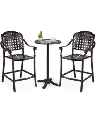 Cast Aluminum Outdoor Bar Chairs Set of 2 Counter Height