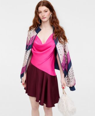 cowl neck asymmetric hem mini dress Women's Cowl-Neck Asymmetrical-Hem Dress, Macy's Exclusive- Molly Rogers Capsule Collection Vintage 90s Cowl Neck sizeFilter-US 2 Dress up or down Colour:SILVER