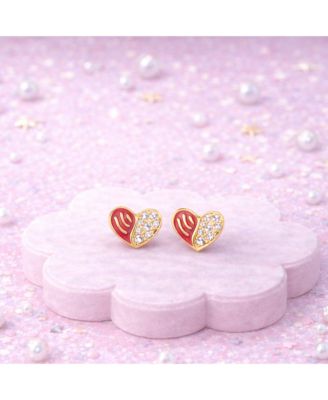 Girls 18K Plated Heart Earrings with Sterling Screwbacks