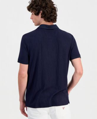 Men's Jacquard Flower Polo Button-Up Shirt