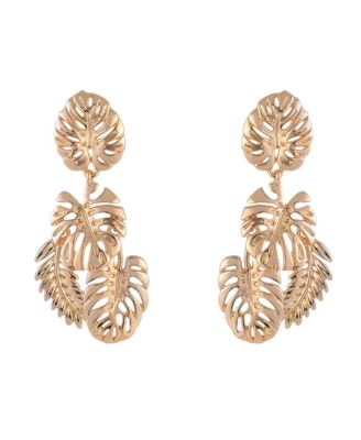 Gold Tone Leaf Drop Earrings